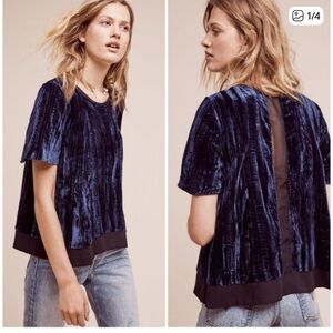 Anthropologie Blue Velvet Tee size M